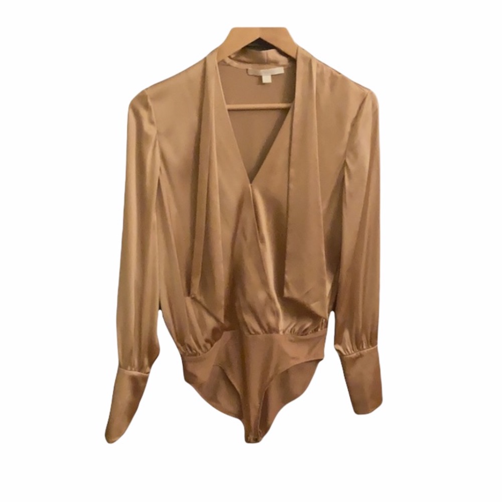 Jonathan Simkhai  Tie Front Silk Bodysuit in Blush